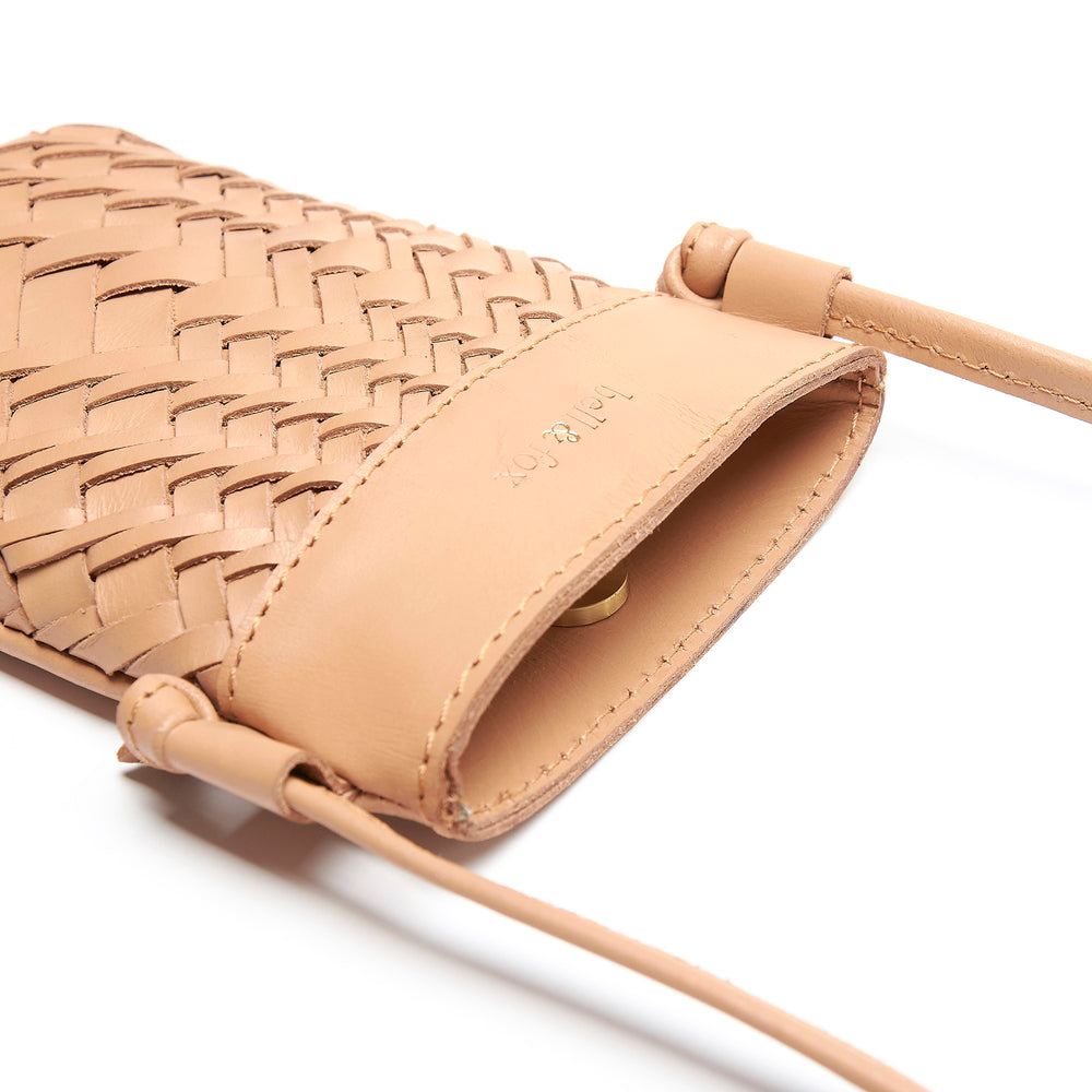 
                  
                    Load image into Gallery viewer, KASI Mini Hand Woven Crossbody Bag in Camel Leather
                  
                