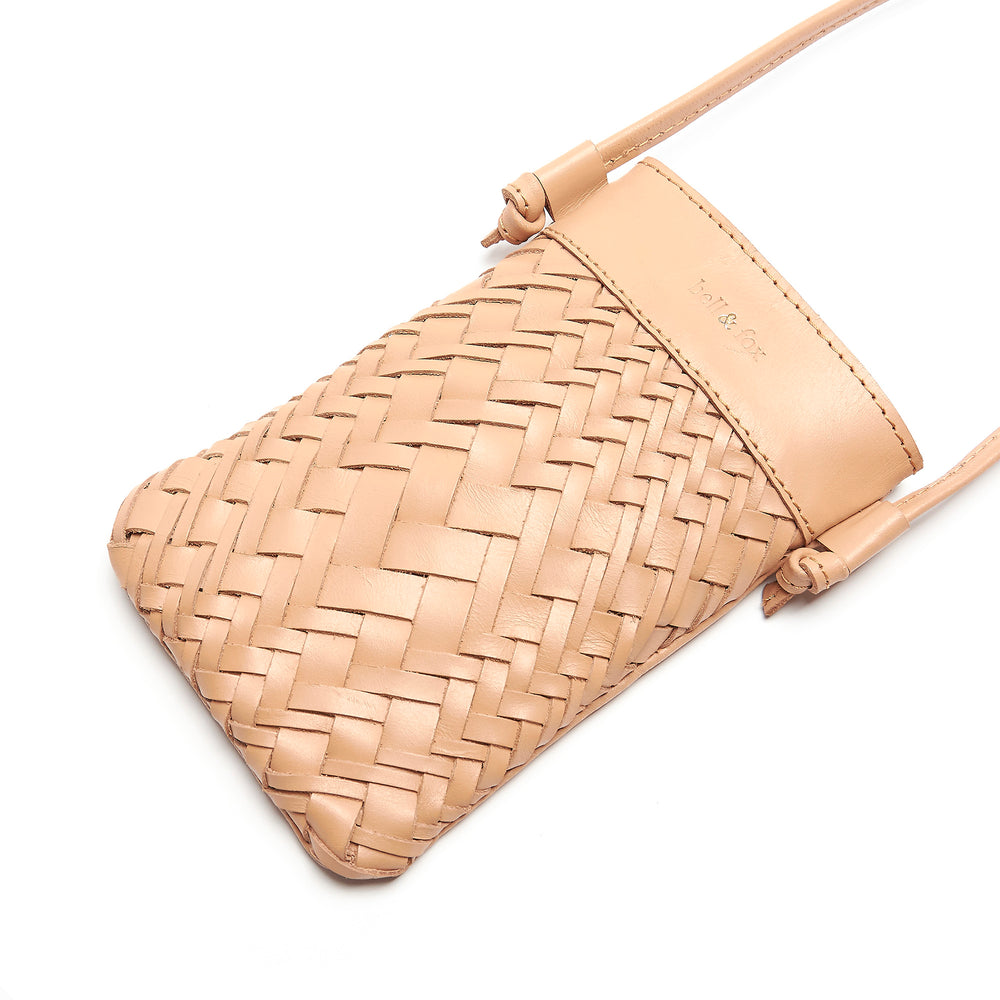 
                  
                    Load image into Gallery viewer, KASI Mini Hand Woven Crossbody Bag in Camel Leather
                  
                