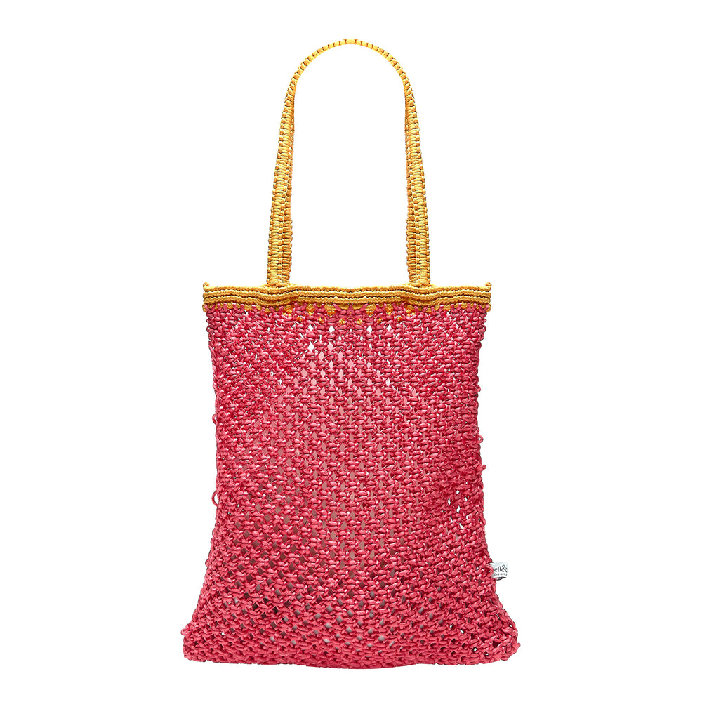 KIYANA Hand Woven Macrame Bag - Hot Pink & Ochre