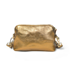 
                  
                    Load image into Gallery viewer, LAYLA Crossbody Bag with Hand Woven Strap in Bronze Metallic Leather
                  
                