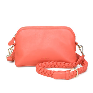 
                  
                    Load image into Gallery viewer, LAYLA Crossbody Bag with Hand Woven Strap in Coral Leather
                  
                