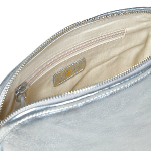 
                  
                    Load image into Gallery viewer, LAYLA Crossbody Bag with Hand Woven Strap in Silver Metallic Leather
                  
                