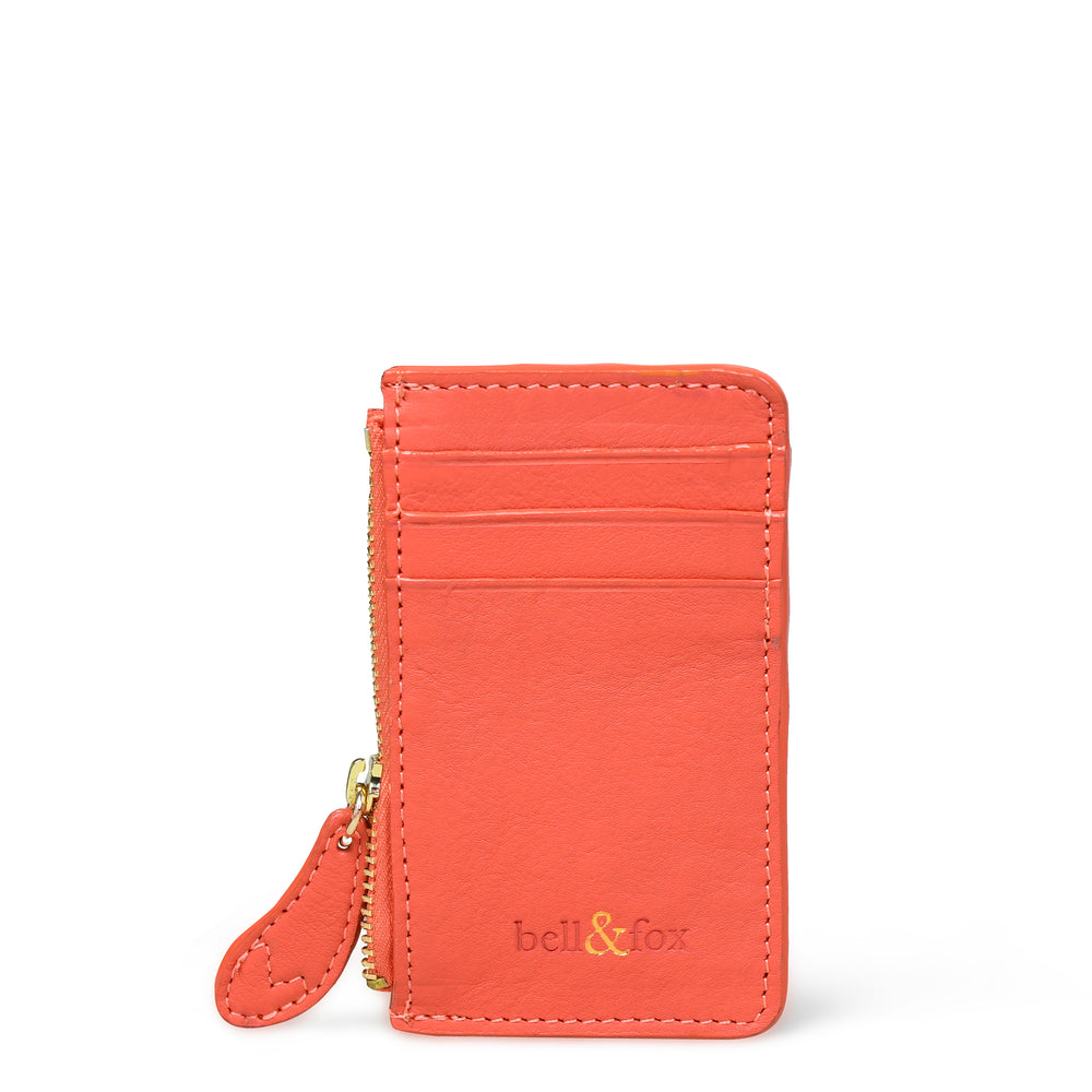 LIA Leather Card Holder - Coral Leather