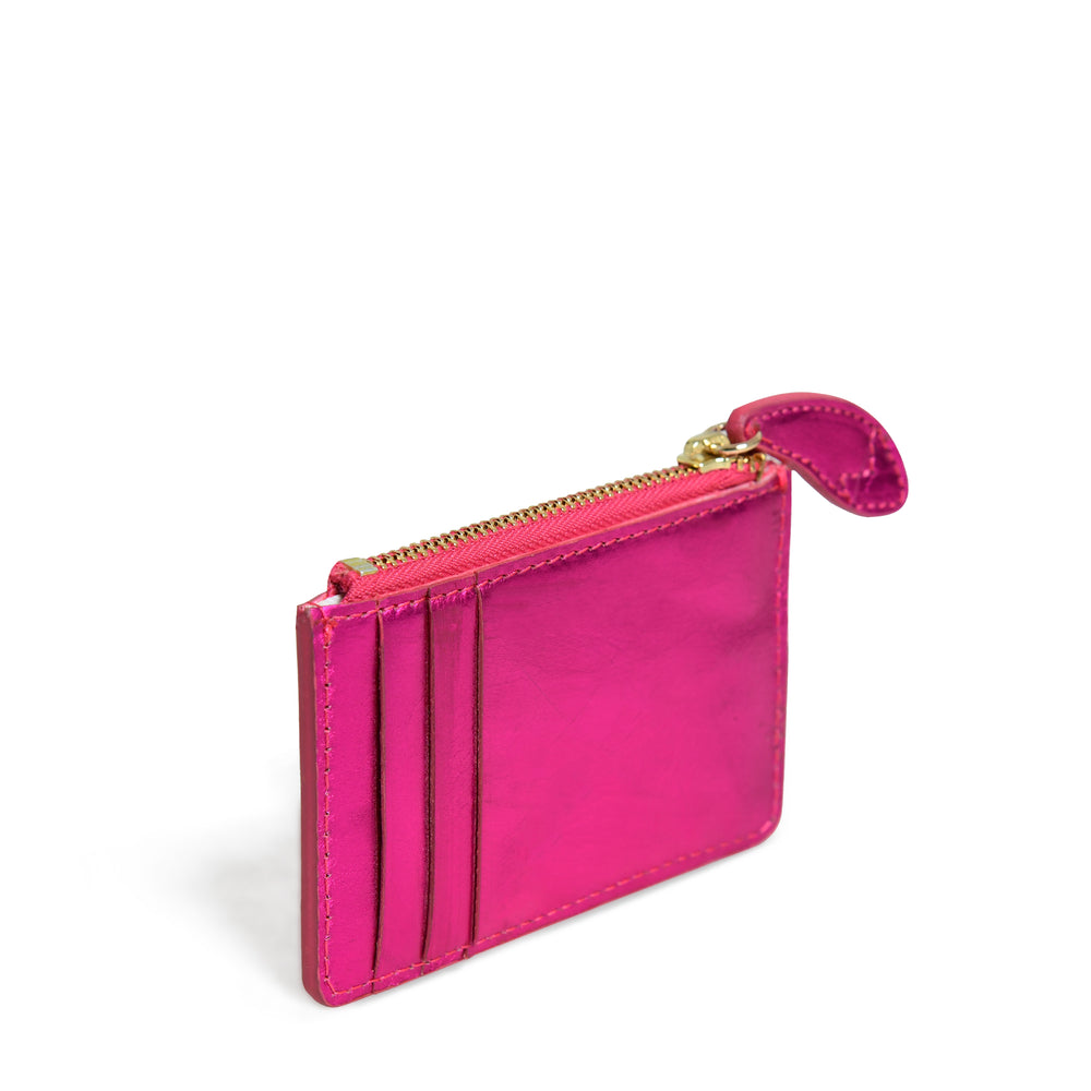 
                  
                    Load image into Gallery viewer, LIA Leather Card Holder - Fuschia Metallic
                  
                