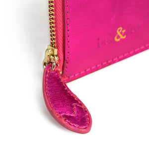 
                  
                    Load image into Gallery viewer, LIA Leather Card Holder - Fuschia Metallic
                  
                