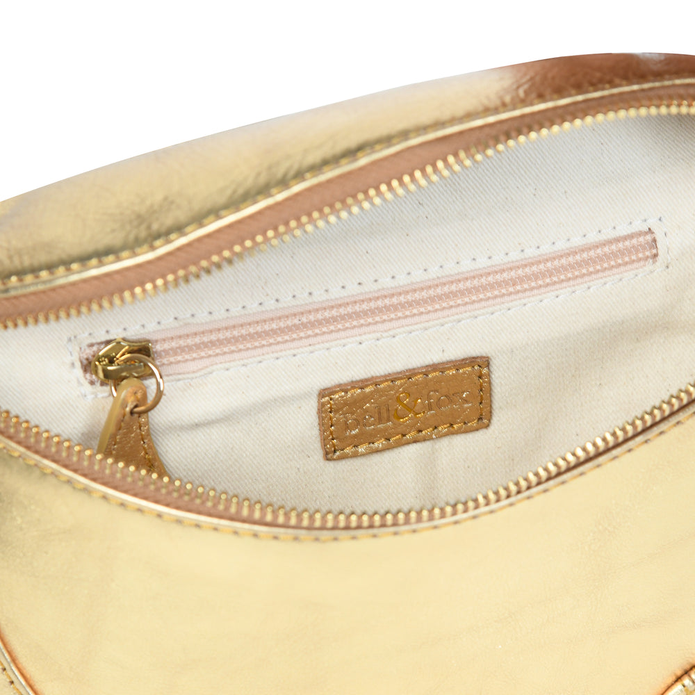 
                  
                    Load image into Gallery viewer, LIBERTY Crossbody Bag in Dark Gold Metallic Leather
                  
                