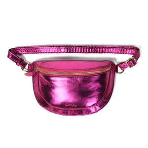 
                  
                    Load image into Gallery viewer, LIBERTY Crossbody Bag in Fuschia Metallic Leather
                  
                