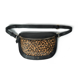 
                  
                    Load image into Gallery viewer, LIBERTY LUXE Crossbody Bag in Black Leather with Leopard
                  
                
