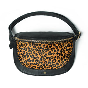 
                  
                    Load image into Gallery viewer, LIBERTY LUXE Crossbody Bag in Black Leather with Leopard
                  
                