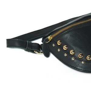
                  
                    Load image into Gallery viewer, LIBERTY STUD Crossbody Bag in Black Leather with Gold Studs
                  
                