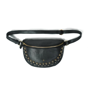
                  
                    Load image into Gallery viewer, LIBERTY STUD Crossbody Bag in Black Leather with Gold Studs
                  
                