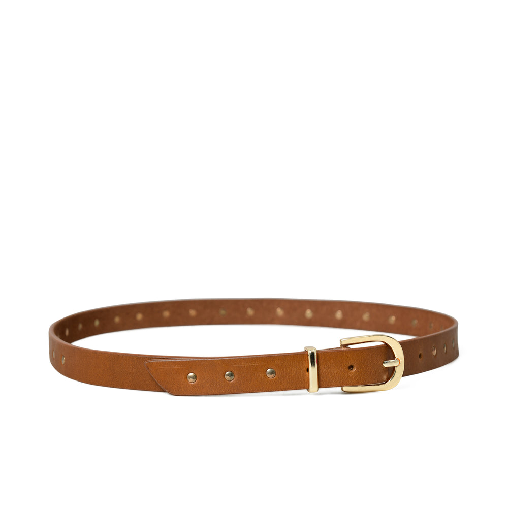 MIRA Studded Leather Belt - Caramel