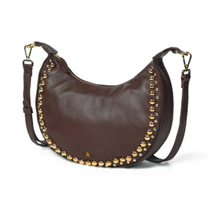 
                  
                    Load image into Gallery viewer, ROBYN Studded Crossbody Bag - Chocolate Brown Leather
                  
                