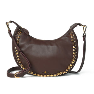 
                  
                    Load image into Gallery viewer, ROBYN Studded Crossbody Bag - Chocolate Brown Leather
                  
                