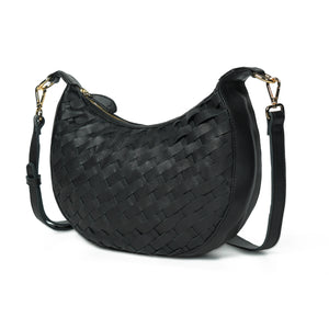 
                  
                    Load image into Gallery viewer, ROBYN Hand Woven Crossbody Bag - Black Leather
                  
                
