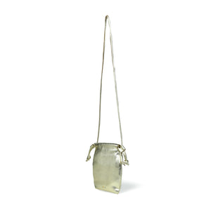 
                  
                    Load image into Gallery viewer, WILLOW Drawstring Crossbody Bag in Pale Gold Metallic Leather
                  
                