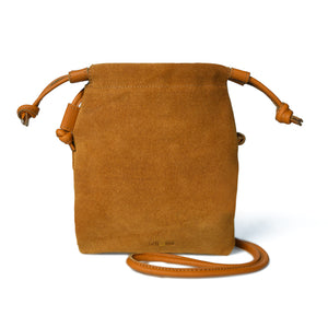 
                  
                    Load image into Gallery viewer, WILLOW Drawstring Crossbody Bag in Tan Suede
                  
                