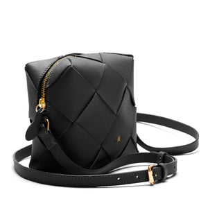 
                  
                    Load image into Gallery viewer, ASHA Hand Woven Crossbody Bag in Black Leather
                  
                