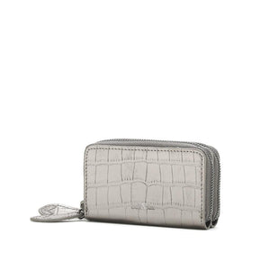 
                  
                    Load image into Gallery viewer, mini leather purse pewter metallic croc
                  
                
