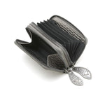 ava mini double zip leather purse pewter metallic croc 