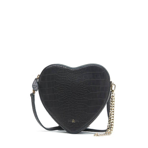 
                  
                    Load image into Gallery viewer, AMOUR HEART SHAPE CROSS BODY BAG BLACK CROC
                  
                