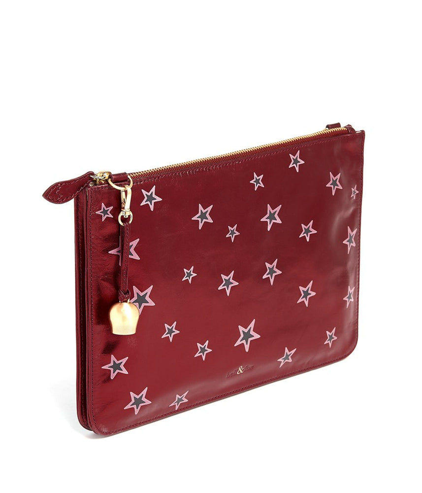 
                  
                    Load image into Gallery viewer, GIA Cross Body Bag / Oversize Clutch - Cherry Red Star Print
                  
                