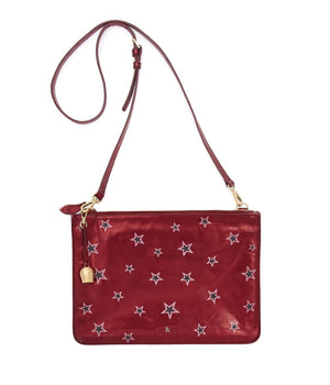 
                  
                    Load image into Gallery viewer, GIA Cross Body Bag / Oversize Clutch - Cherry Red Star Print
                  
                