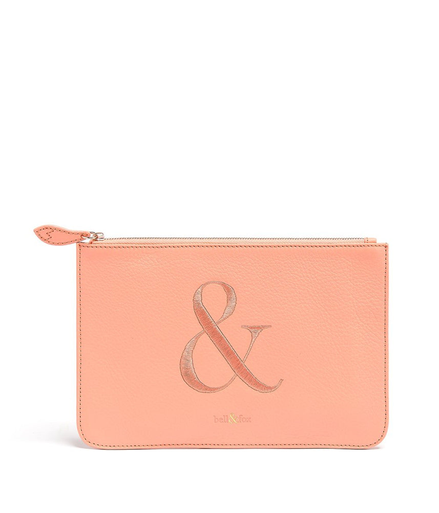SOFIA Embroidered Clutch Bag / Pouch - Coral