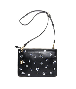 
                  
                    Load image into Gallery viewer, black star print leather cross body bag
                  
                