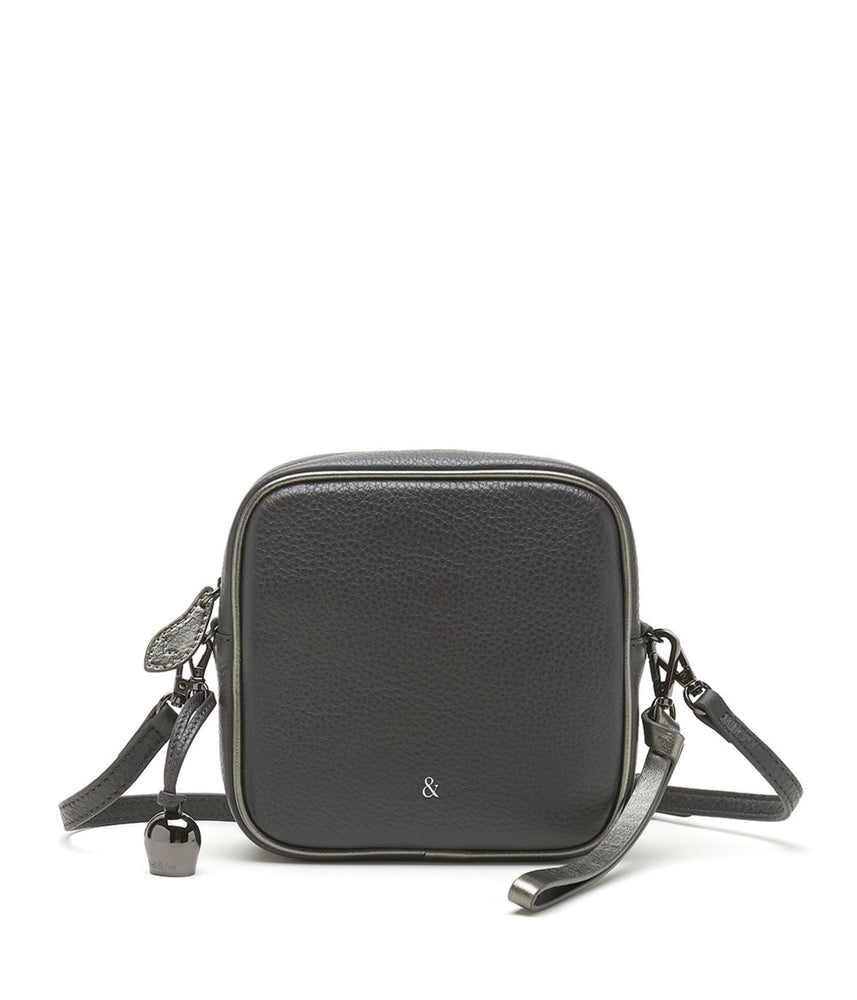 MARLO Mini Cross Body Bag / Wristlet Clutch - Mole with Gunmetal Metallic