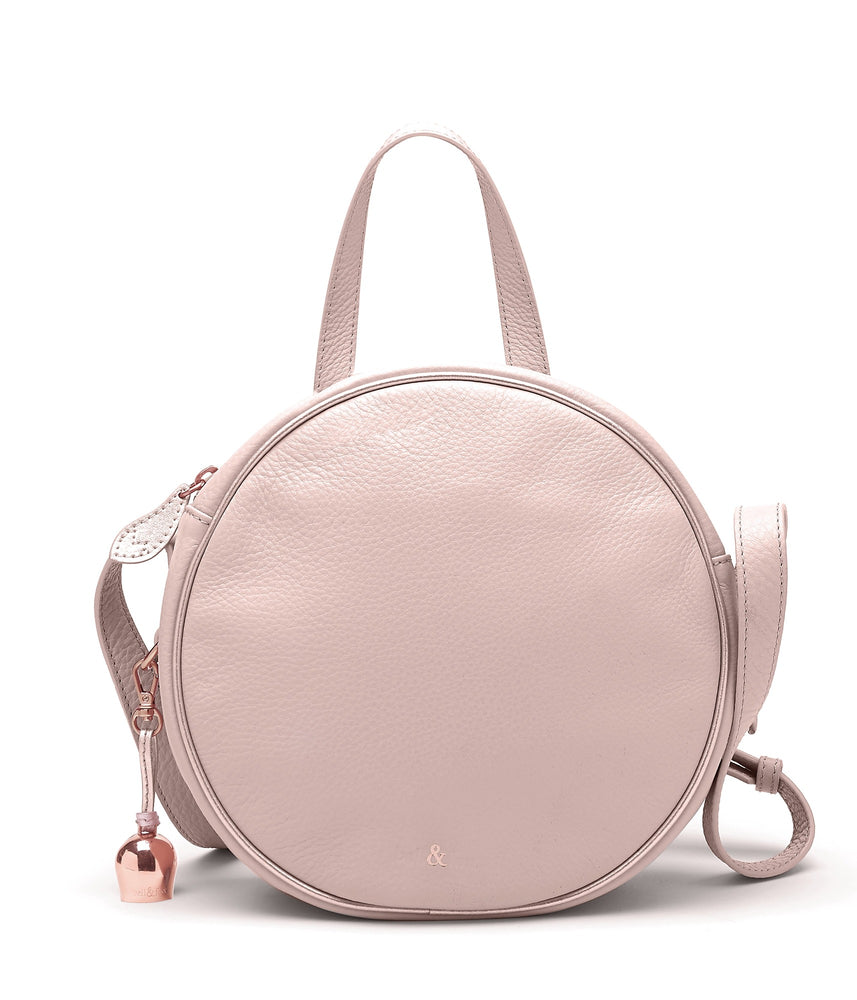 rose pink leather canteen crossbody bag