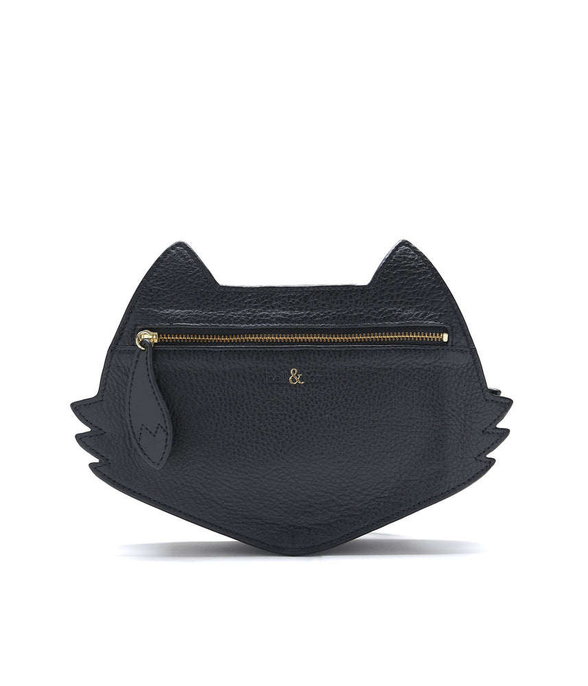 
                  
                    Load image into Gallery viewer, BLACK LEATHER FOX CROSSBODY BAG
                  
                