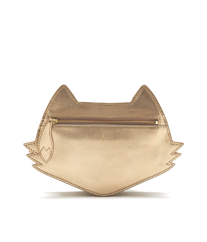 
                  
                    Load image into Gallery viewer, gold leather fox crossbody bag
                  
                
