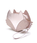 rose pink leather fox crossbody wristlet bag