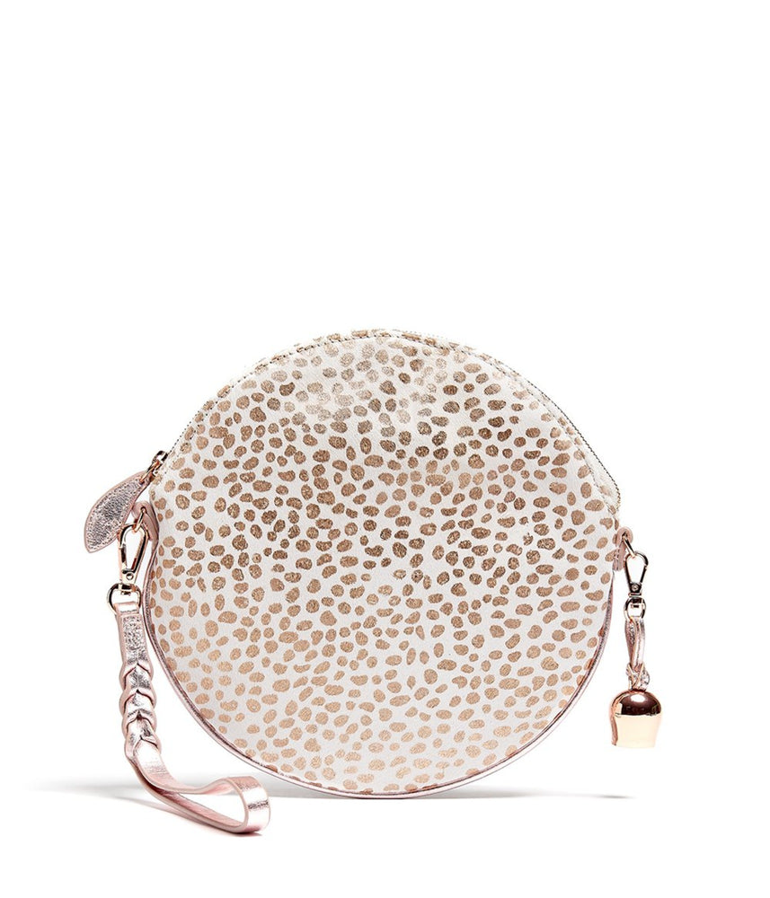 
                  
                    Load image into Gallery viewer, LUNA Cross Body / Wristlet Clutch Bag - White and Rose Gold &amp;#39;Pony&amp;#39;
                  
                