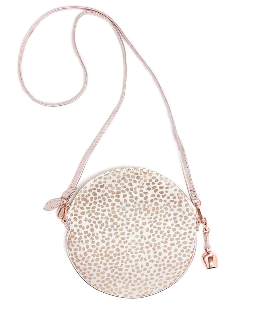 LUNA Cross Body / Wristlet Clutch Bag - White and Rose Gold 'Pony'