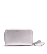 lavender grey lilac metallic leather mini double zip purse
