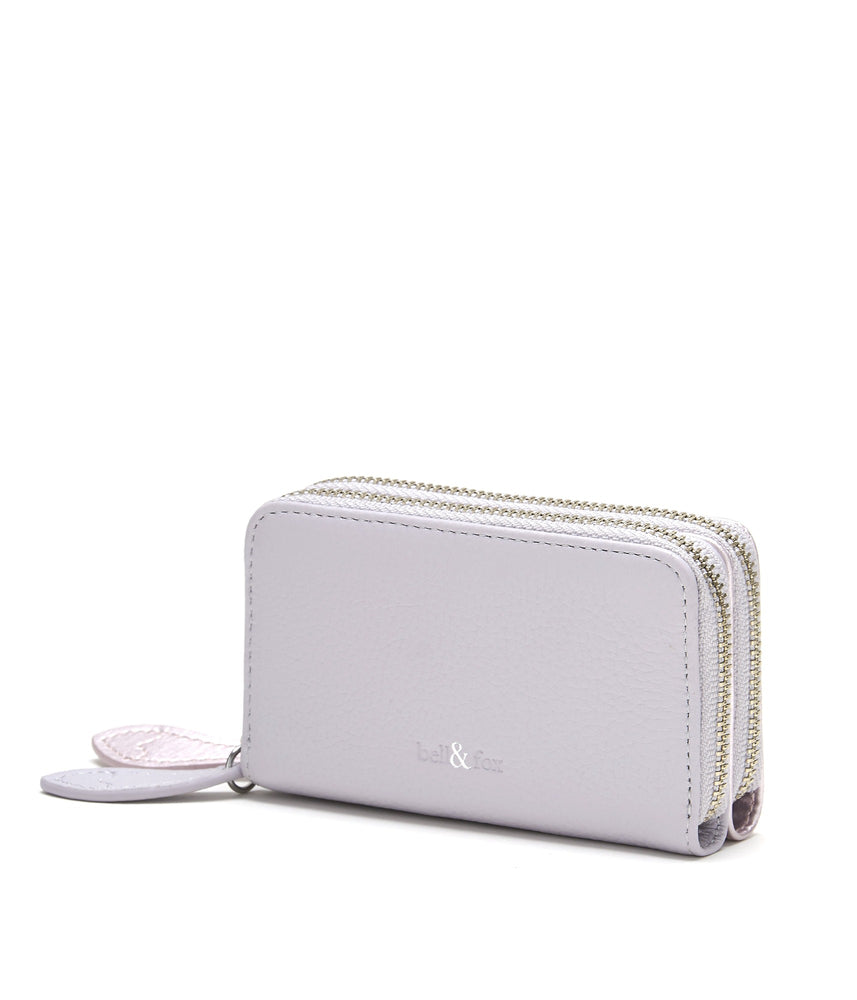 lavender grey lilac mini double zip purse