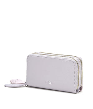 
                  
                    Load image into Gallery viewer, lavender grey lilac mini double zip purse
                  
                