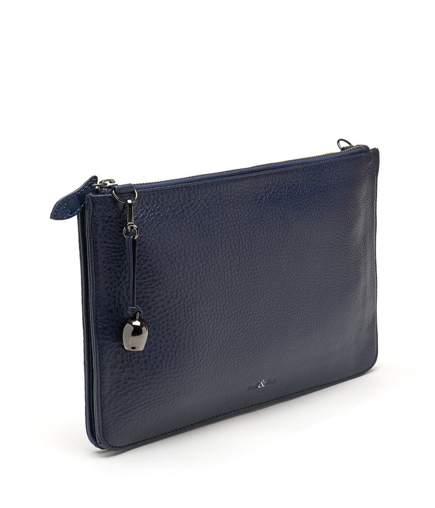 navy leather oversize clutch iPad case