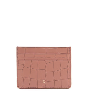 
                  
                    Load image into Gallery viewer, terracotta pink croc embossed leather card holder
                  
                