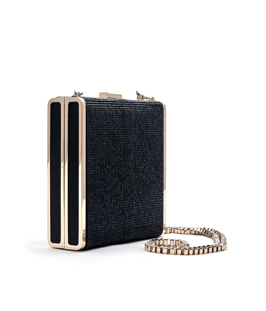 
                  
                    Load image into Gallery viewer, SADIE Metal and Crystal Clutch Bag - Black
                  
                