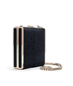 
                  
                    Load image into Gallery viewer, SADIE Metal and Crystal Clutch Bag - Black
                  
                