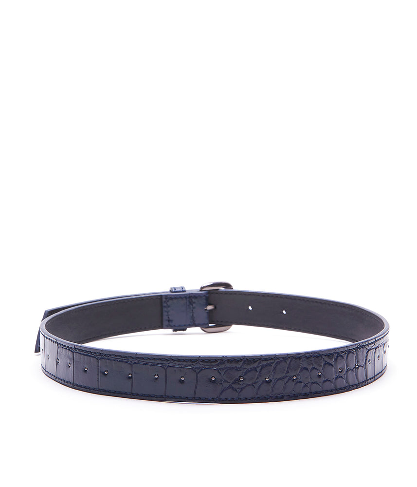 
                  
                    Load image into Gallery viewer, ERIN Leather Belt - Navy Croc
                  
                