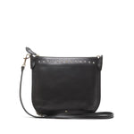 black polished nappa leather crossbody bag with stud detail