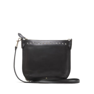 
                  
                    Load image into Gallery viewer, black polished nappa leather crossbody bag with stud detail
                  
                