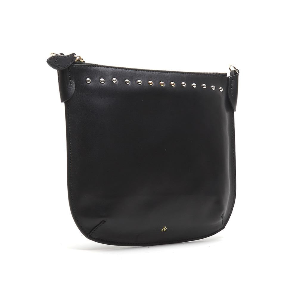 
                  
                    Load image into Gallery viewer, black polished nappa leather crossbody bag with stud detail
                  
                