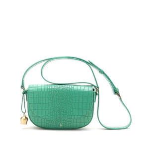 
                  
                    Load image into Gallery viewer, mint green croc leather mini saddle bag
                  
                