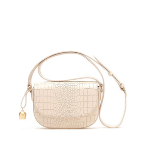 
                  
                    Load image into Gallery viewer, cream croc leather saddle bag
                  
                