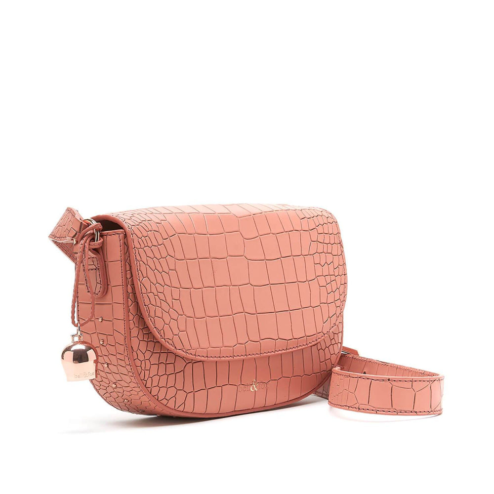 terracotta pink leather saddle cross body bag